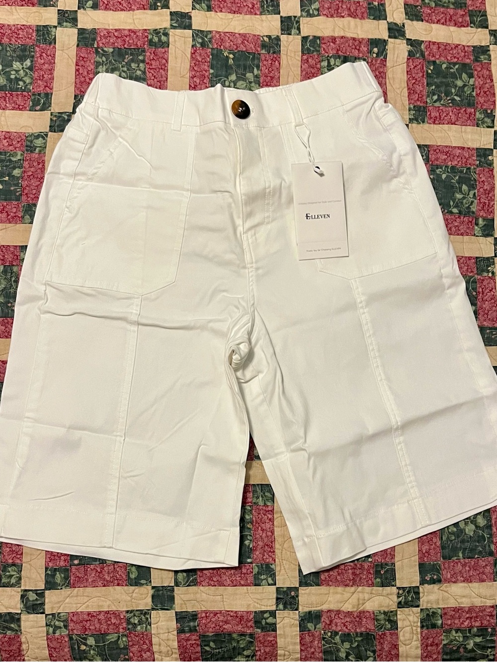 Elleven White Utility Cotton-Blend Women’s Shorts